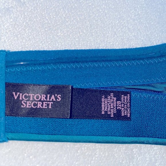 VS Bombshell Strapless Bra 32B Aqua Bling Blue - Picture 6 of 7